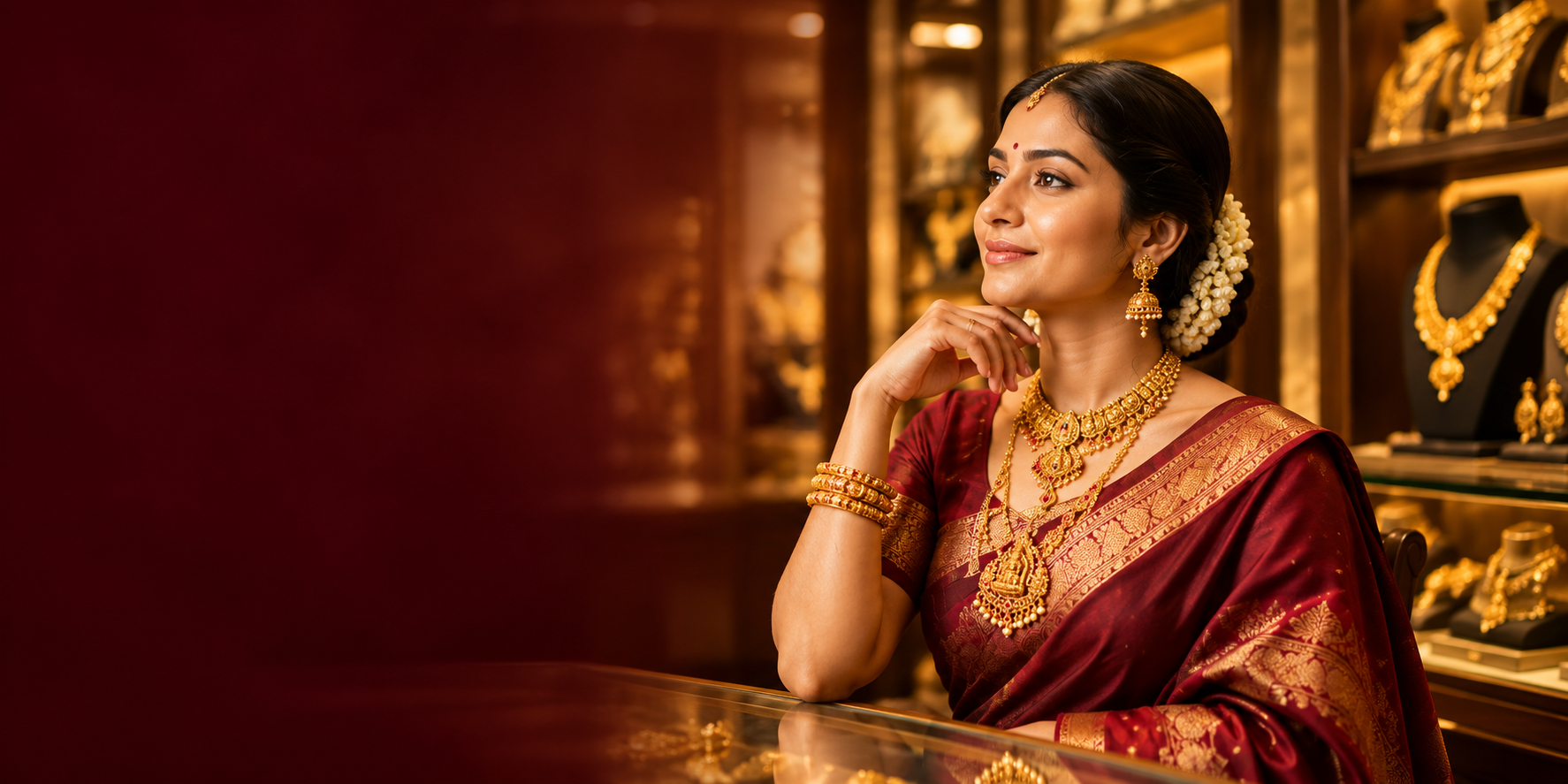 Gold jewellery consultation at a jewellery showroom